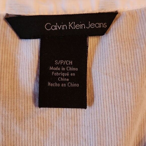 Calvin Klein Long Sleeve Sheer V-neck Tunic Oversized Blouse, Small, White - Picture 7 of 9